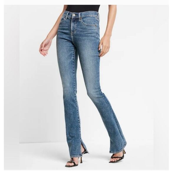 Express Skyscraper mid rise bootcut jeans split hem - Picture 1 of 10